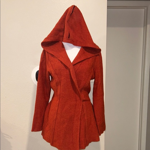 Anthropologie Rosie Neira S Boiled Wool Wrap Jacket Sweater Coat HoodedCardigan - Picture 3 of 14